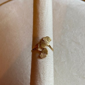 Lotus Leaf Ring Gold Color Stainless Steel Adjustable Zen
