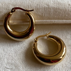 Thick Hoop Earrings 750/1000 Gold Plated Women's Gift