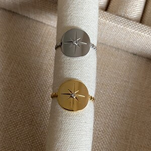 North Star Ring in Gold or Silver Stainless Steel Adjustable Women's Gift image 3