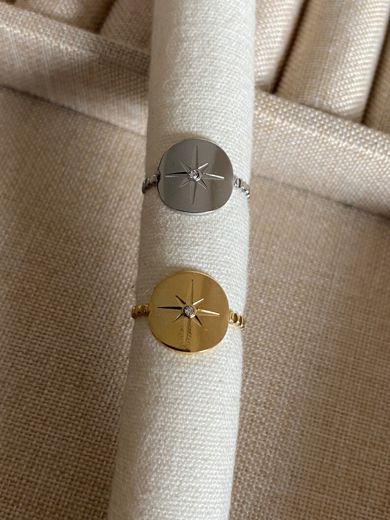 North Star Ring in Gold or Silver Stainless Steel Adjustable Women's Gift image 3