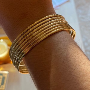 Weekly Bangle Bracelet (7 pieces) Stainless Steel Gold Color