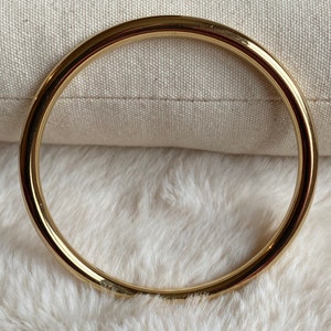 Thick Round Bangle Bracelet Gold Color Stainless Steel