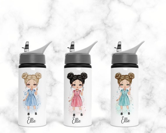 Personalised Girls Water Bottle School Girl Water Bottle Metal Straw Water  Bottle Back to School Supplies 