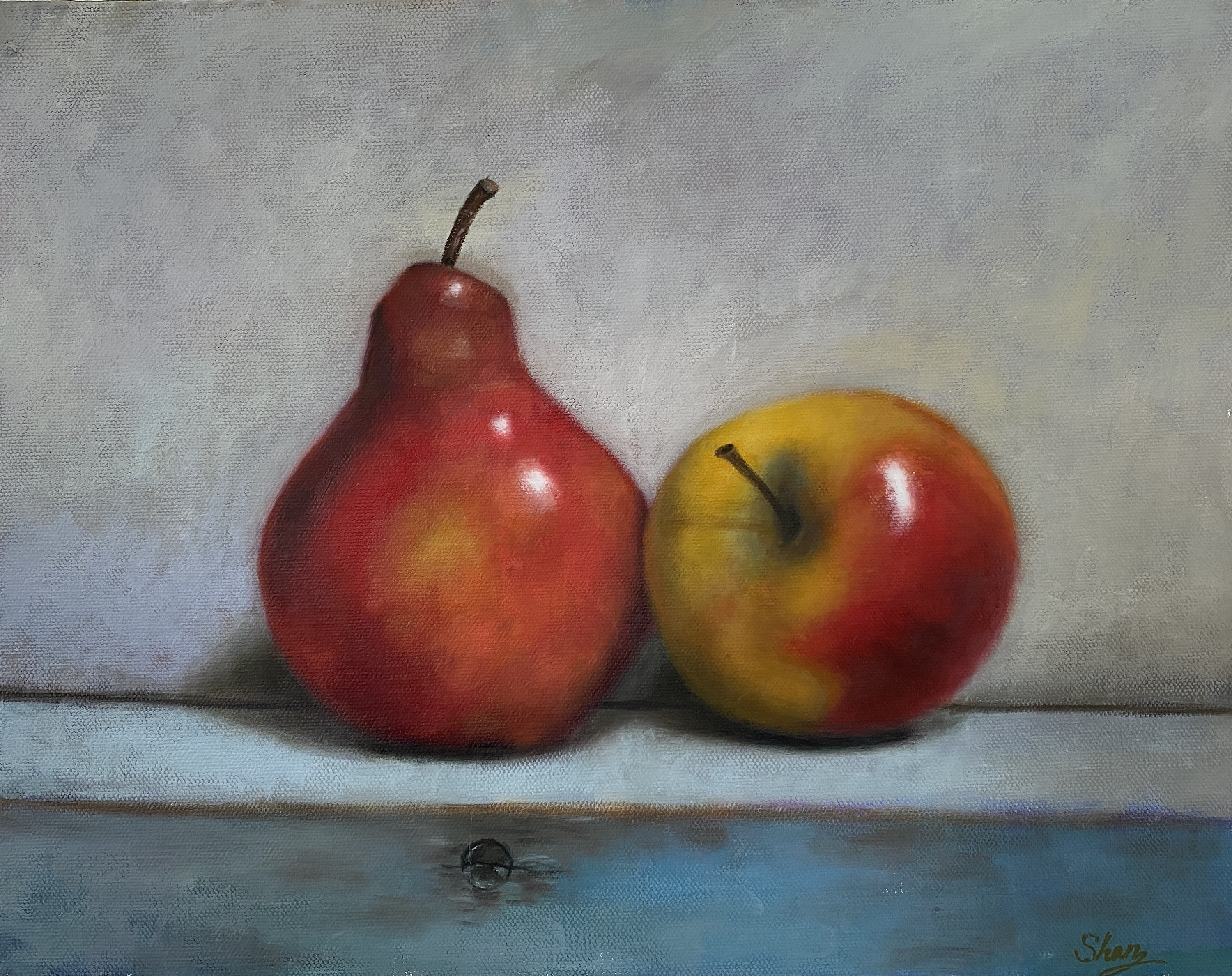 Still Life With Apple and Pear Etsy