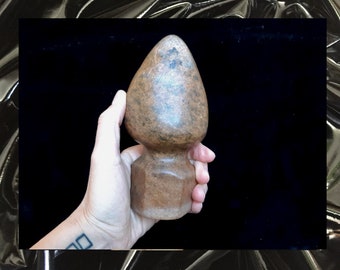 Stone Buttplug Sculpture -- brown with flat back, wall ornament