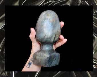 Stone Buttplug Sculpture -- grey with speckles