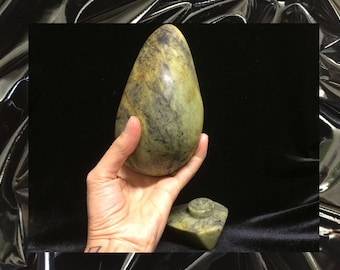 Stone Buttplug Sculpture -- 2 piece (egg and holder)