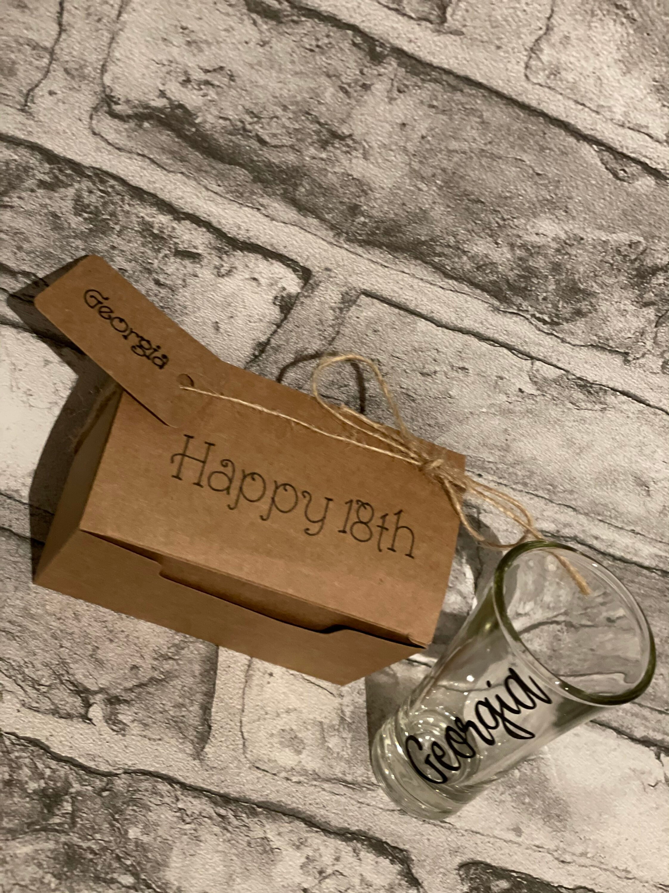 Personalised shot glass plus gift box option. Leavers Etsy