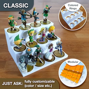 Espositore modulare per minifigure stampato in 3D con anelli colorati