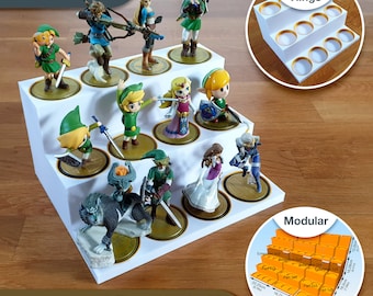 3D printed modular Minifigure Display Stand with colored rings