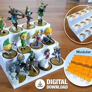 Modular Figure Display Stand with optional colored Rings (3D printing files)