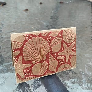 6 mini embossed blank  card set with envelopes. Includes 6 mini cards. Great for gifting. Embossed sea shells.
