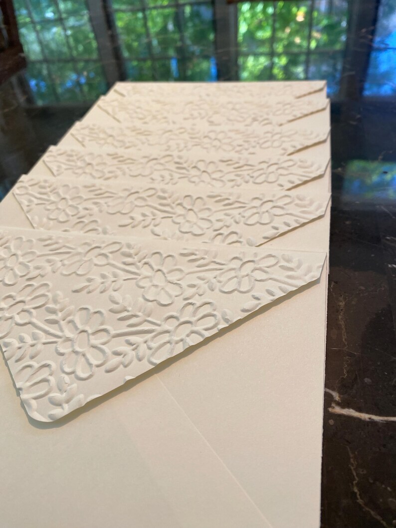 Hand Embossed Floral Envelopes, Wedding Invitation, Thank You Notes ...