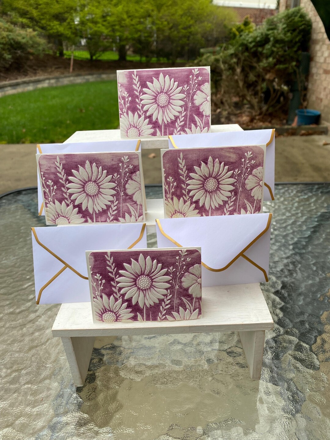 Embossed Flower Note Card Set: Mini Blank Cards With Gold Envelopes - Etsy