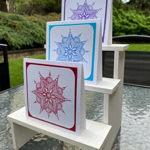 Blank mini card set with mandala. Beautiful Henna design. Yoga card. Set of 3. Zen greetings. Blank stationary. Yoga decor