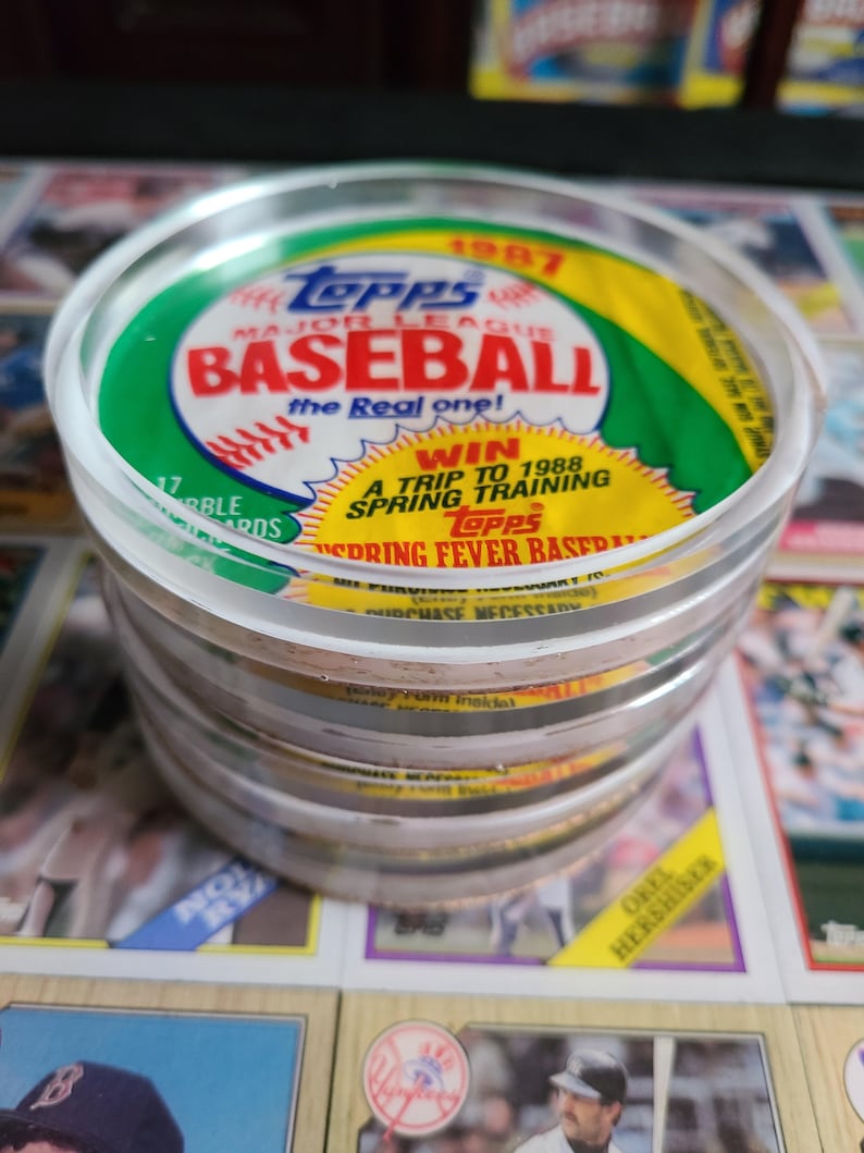 1987 Topps Wax Pack Baseball Card Wrapper Coaster Circle