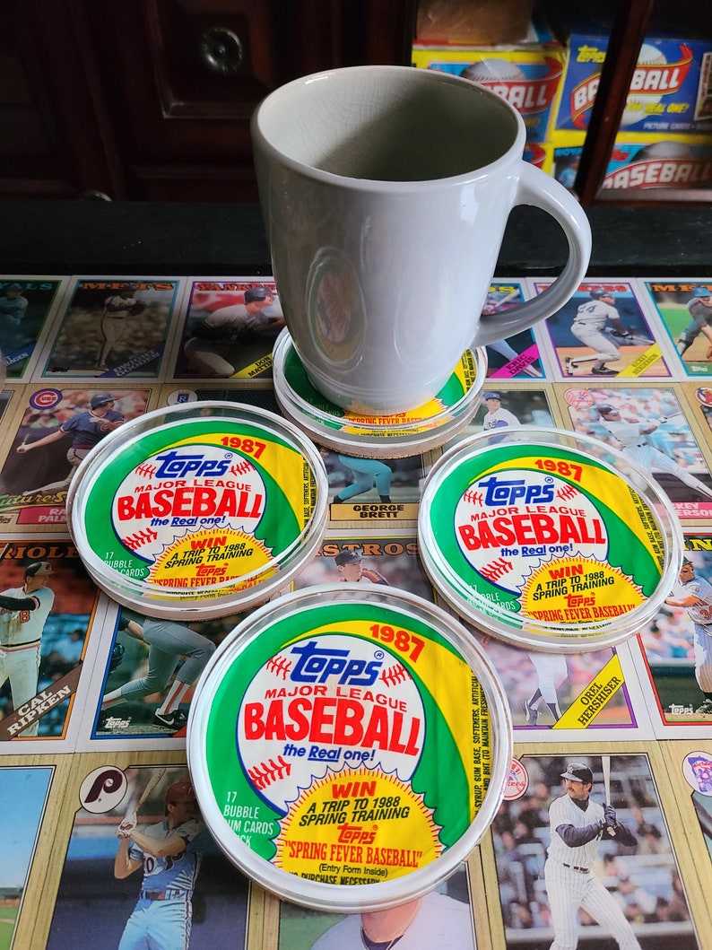 1987 Topps Wax Pack Baseball Card Wrapper Coaster Circle