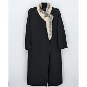 Vintage Alorna Petite Medium 395 100% Wool Real Fur Trim Forstmann Long Coat