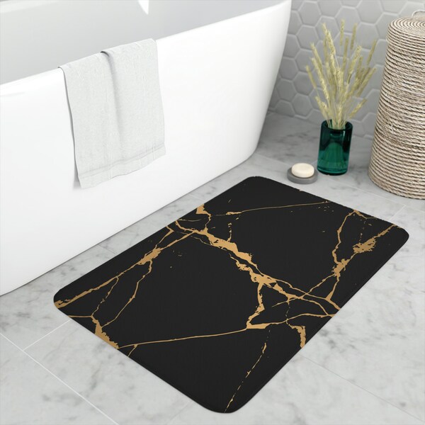 Black and Gold Bath Mat Etsy