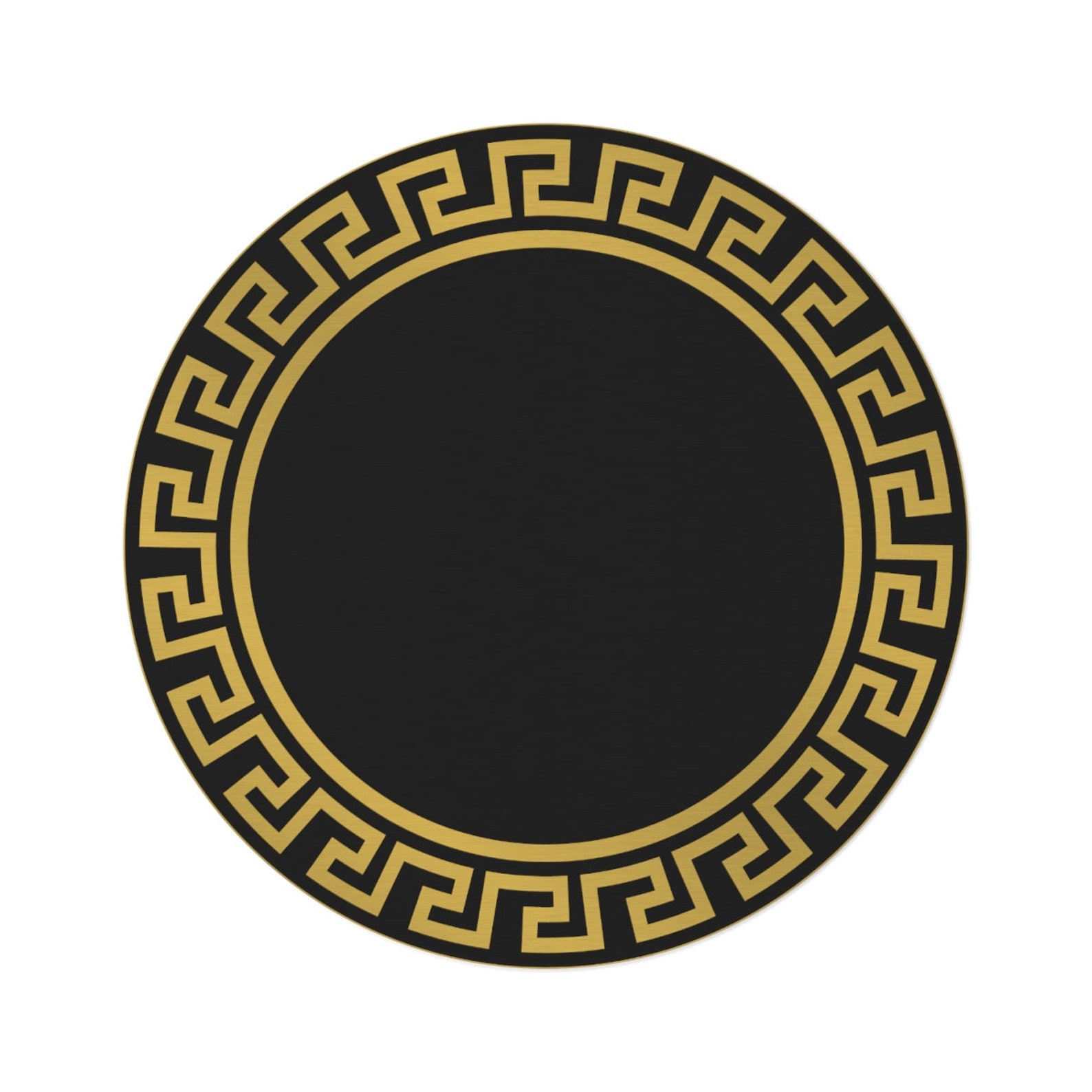 Greek Key Pattern Black and Gold Round Rug Greek Home Decor Etsy