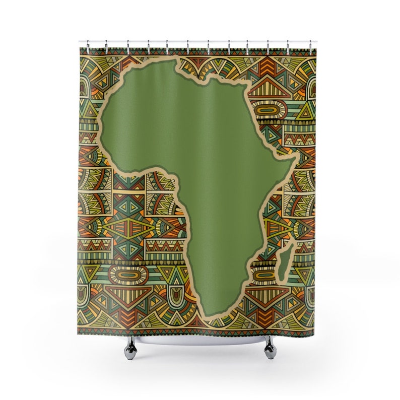 African Print Shower Curtains Map of Africa Shower Curtain Etsy