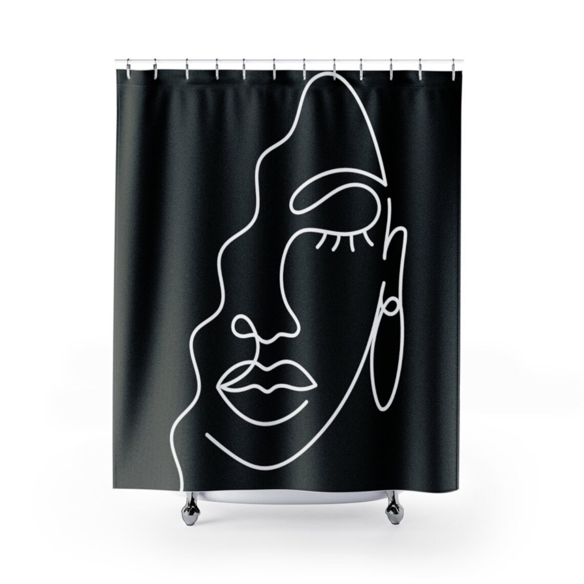 Black Woman Shower Curtains Line Art African Woman Etsy