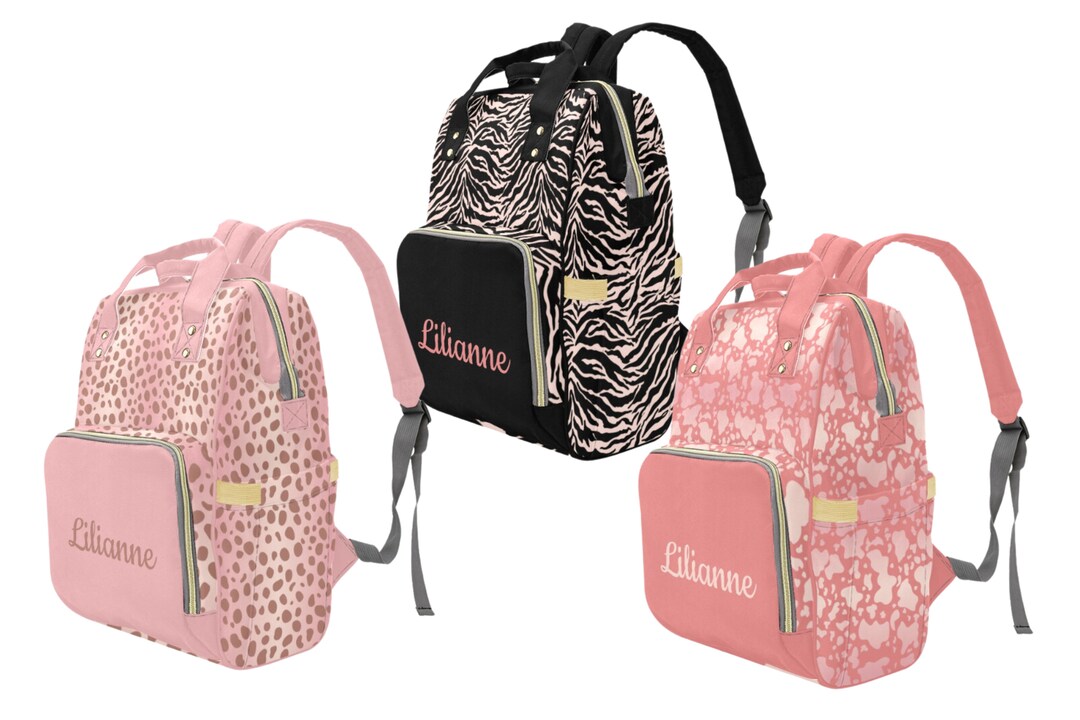 Personalized Safari Blush Baby Diaper Bag Pink Baby Backpack Etsy