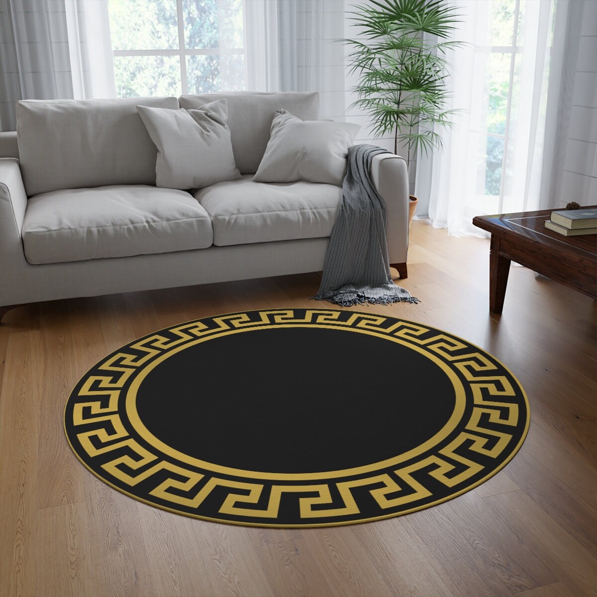 5X5 Black Fluffy Round Rug for Living Room Luxurious Circle Carpet for  Bedroom Shaggy Plush Soft Grey Round Rug Home Decoration Carpets (5x5,  Black)