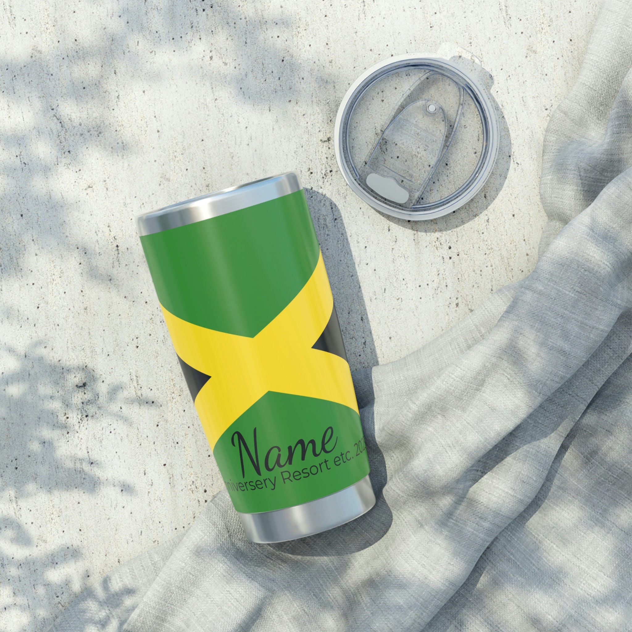 Customized Jamaica Flag Tumbler, Personalized Jamaican 20oz Tumbler