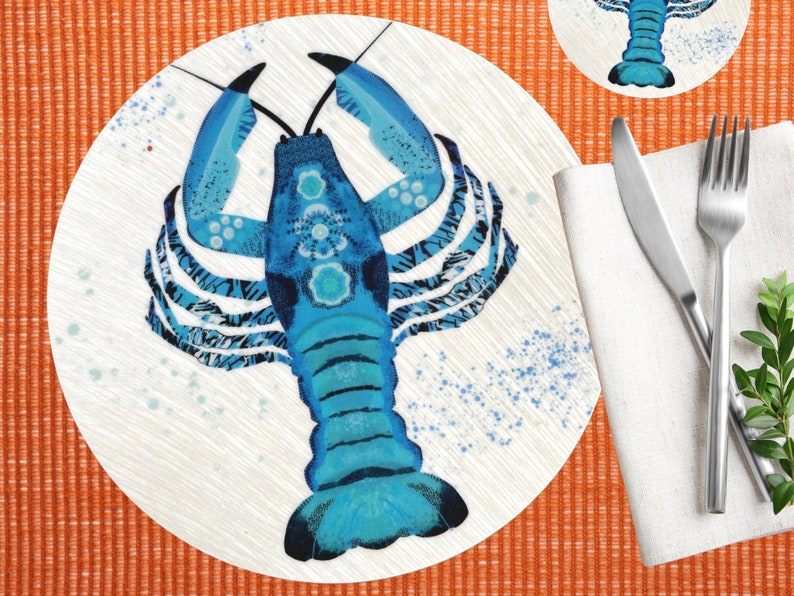 Coastal Table Mats, Beach Style Table Mats, Fish Place Settings, Round Seaside Table Mats, Cork
