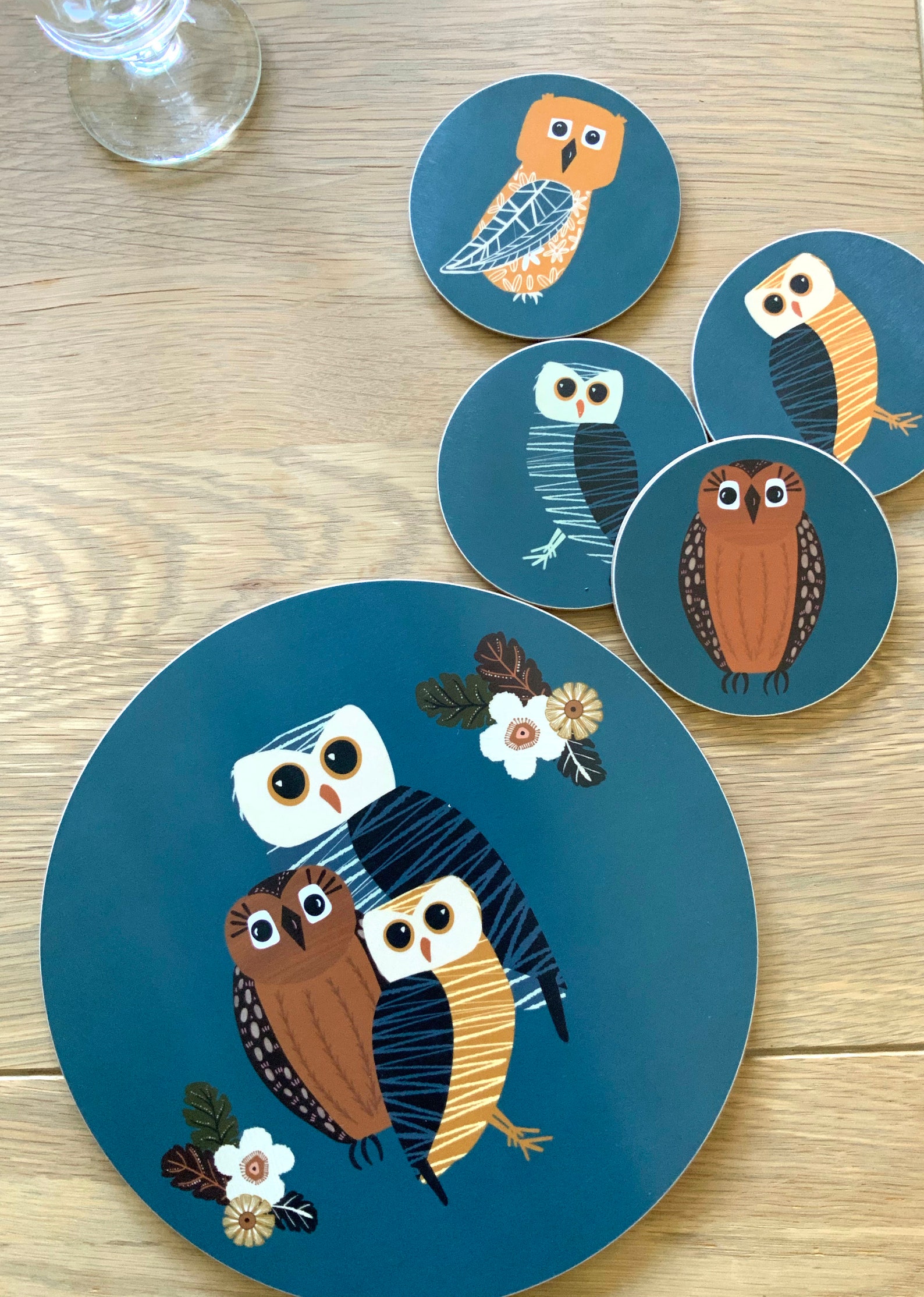 Mid Century Style Owl Placemats Owl Gifts Bird Lover Gift Etsy