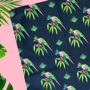 Tropical bird Tea Towel, Parrot Kitchen Towel, Island luxe Tea towel, Carribean style Tea towel, Colourful luxe kitchen towel gift for her