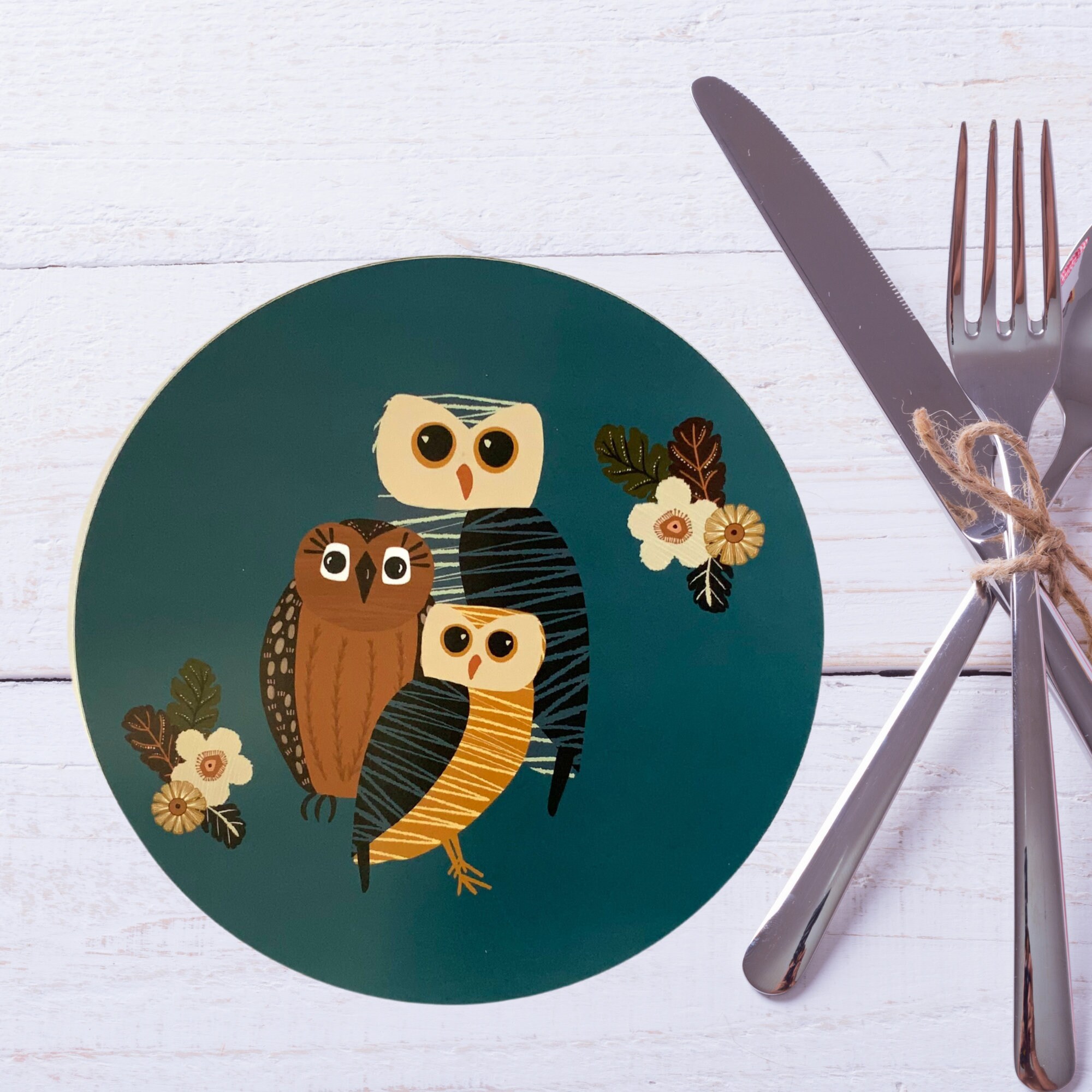 Mid Century Style Owl Placemats Owl Gifts Bird Lover Gift Etsy