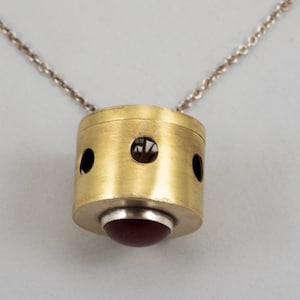 Brass Drum Thistle Pendant Necklace