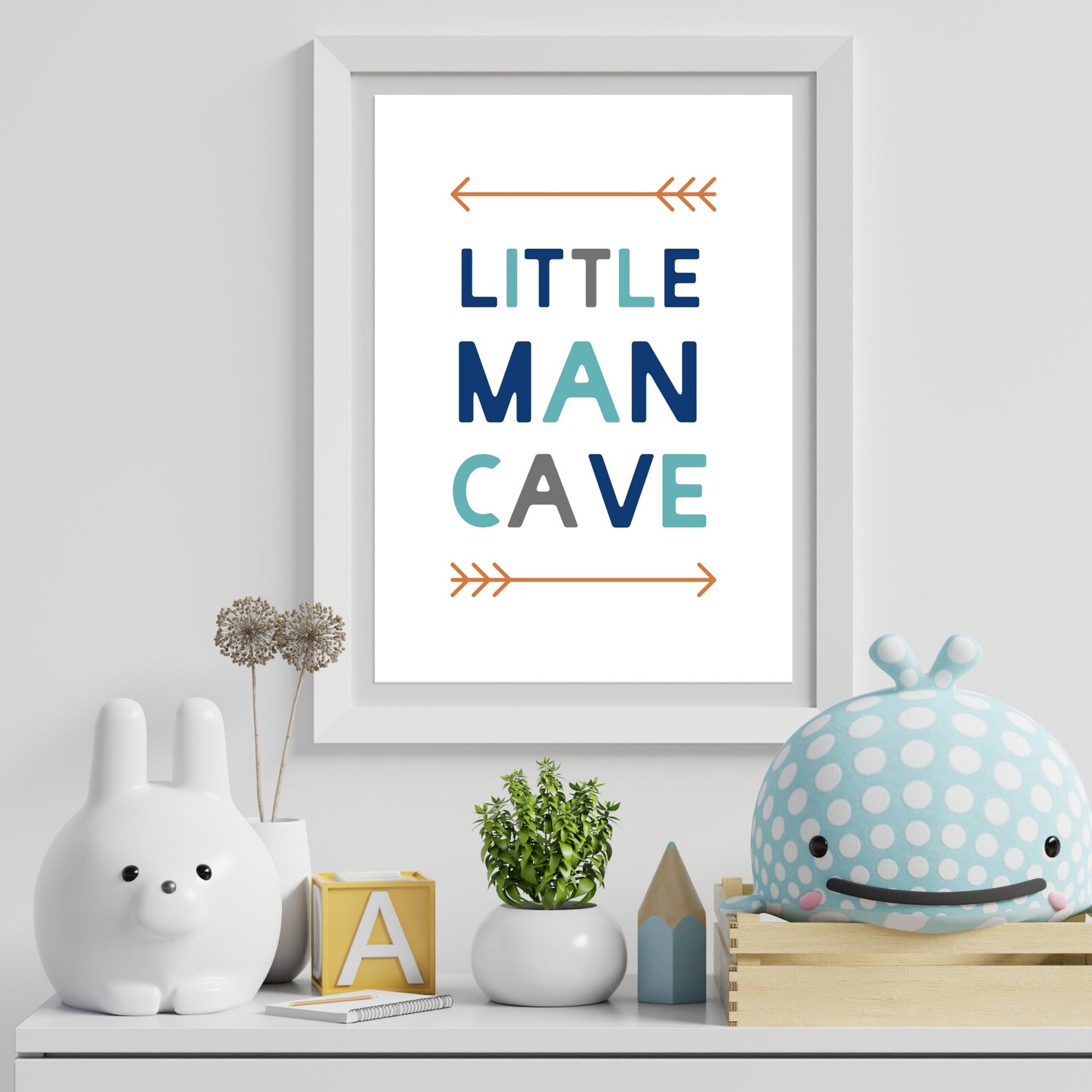 Little Man Cave Baby Boy Wall Art Nursery Wall Decor Etsy