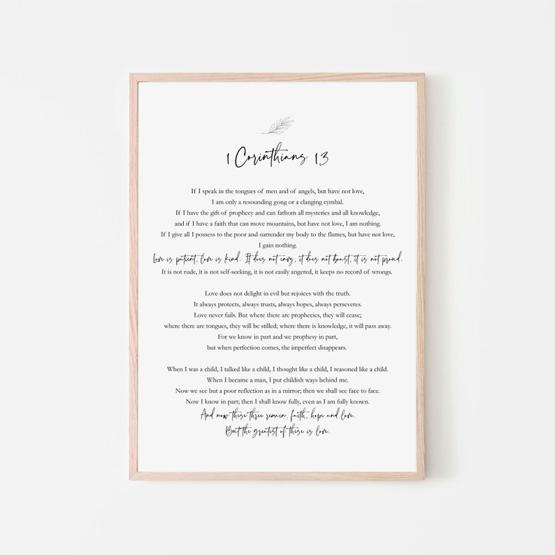 1 Corinthians 13 NIV Bible Verse Wall Art Bible Verse Print Etsy UK