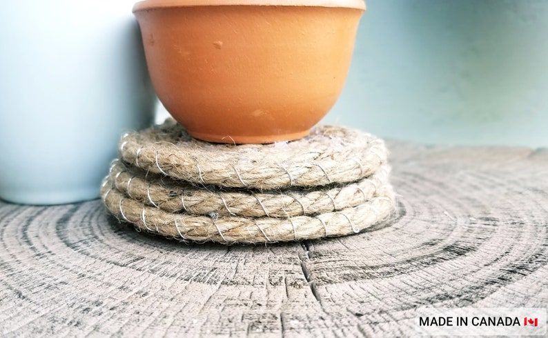 *Personalized gift wrapping available* 100/% Jute Rope Coasters set of 4