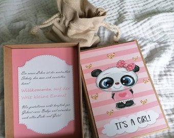 Gift box birth baptism children&#39;s birthday cash gift cash gift box Birthday Gift Box Kids Birth Gift box Panda personalized