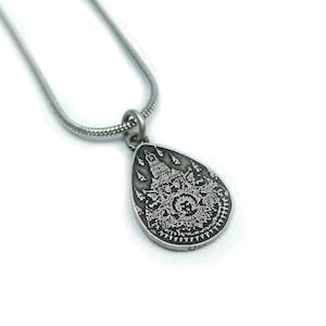 Porte-bonheur tibétain, motif stupa/pagode unique, pendentif en argent