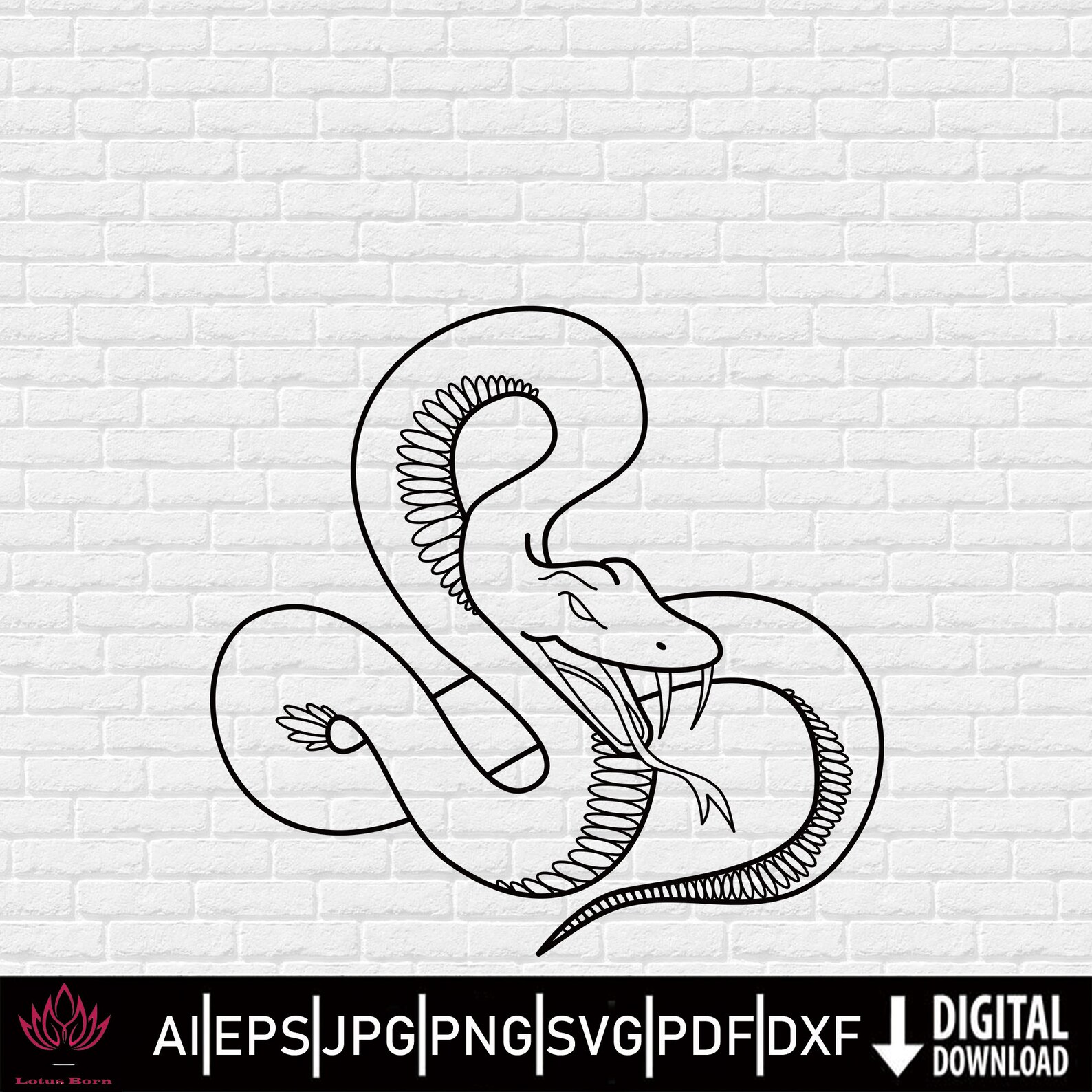 Snake Python Vector Design DOGTAG Tattoo Stencil Cut File | Etsy