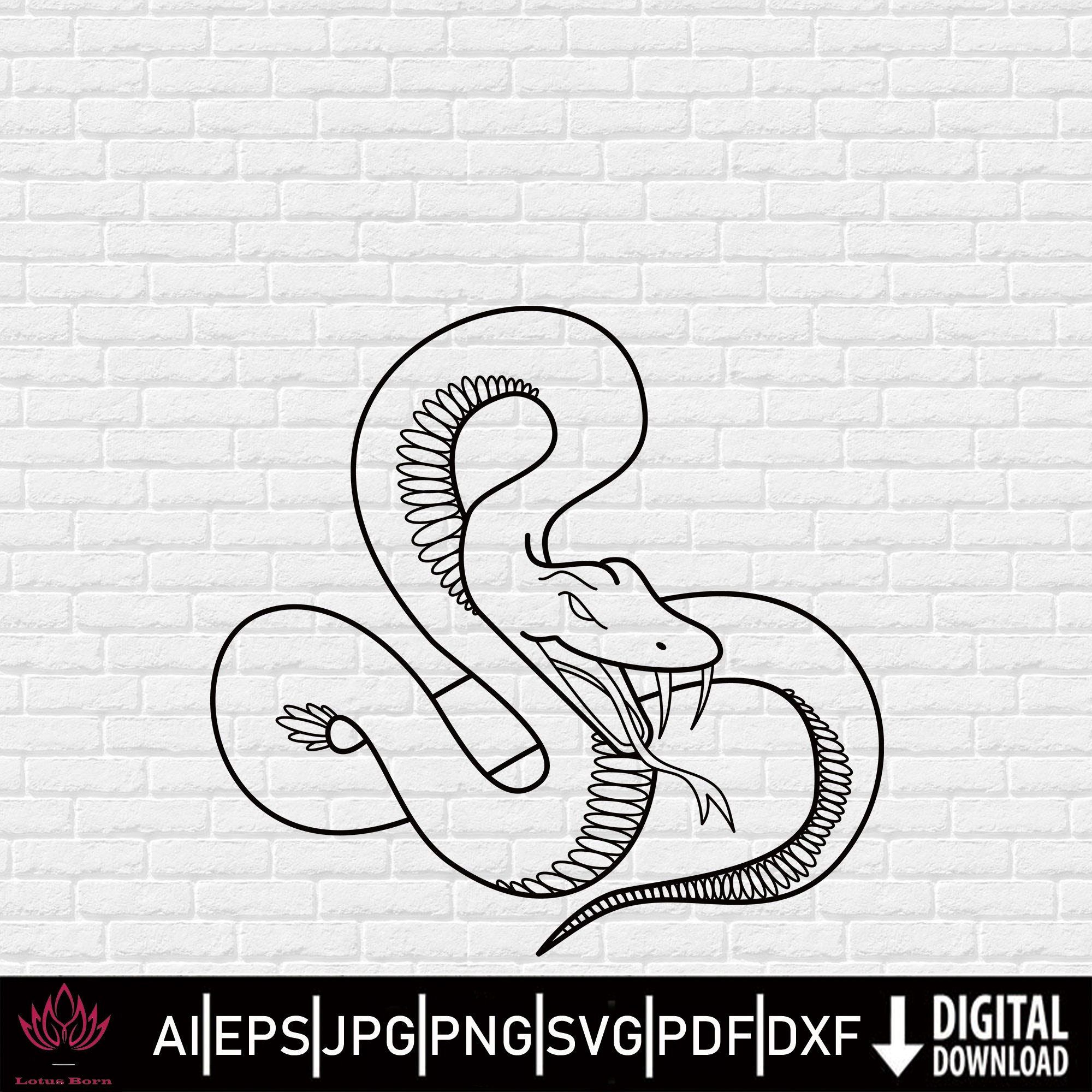 Schlange Python Vektor-Design DOGTAG Tattoo Schablone | Etsy