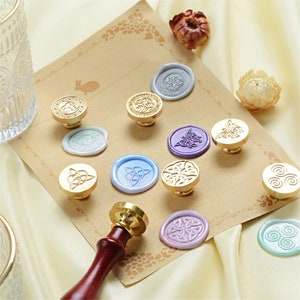6 soorten Keltische knoop Klaver Hart, Dara Knoop, Vlinder, Keltische knoop Cirkel, Keltische Knoop Kruis, Keltische Knoop Hart Wax Seal Stempel