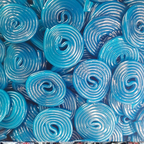 BLUE RASPBERRY WHEELS Pick & Mix Candy Sweets Confectionery Baby Reveal Party