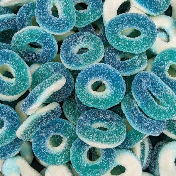FIZZY BLUEBERRY RINGS Pick & Mix Candy Sweets Wedding Blue Razz Party
