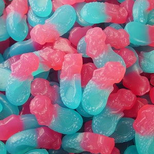 BUBBLEGUM GUMMY MERMAIDS Pick & Mix Vegan Candy Sweets Pink and Blue Kids Party