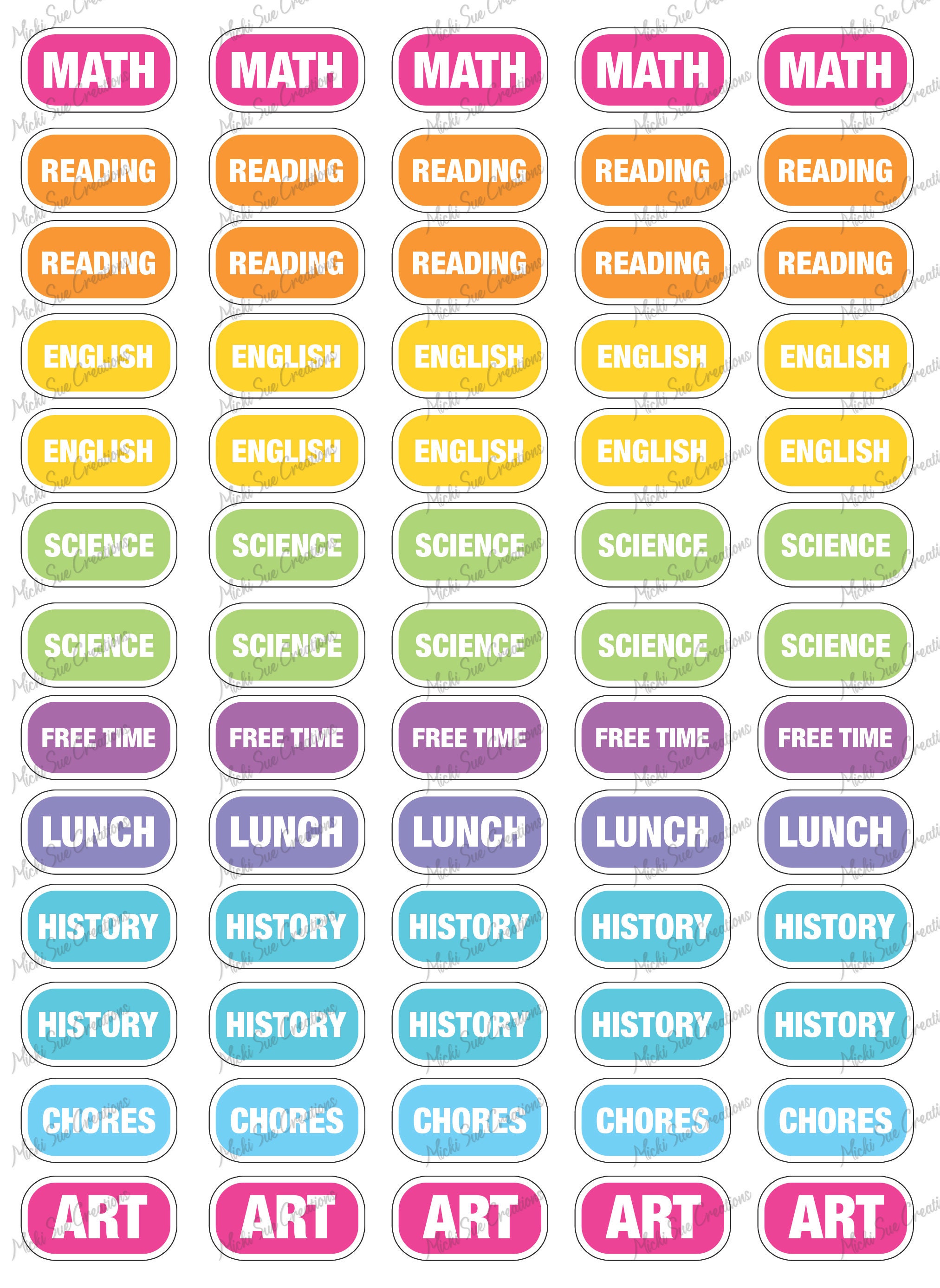 Homeschool Planner Stickers 7.25 x 10.25 full | Etsy