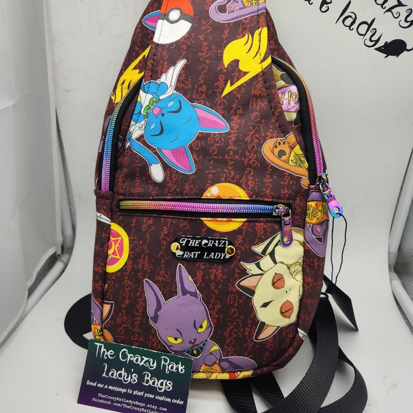 Anime cats | chest sling backpack | hand-made
