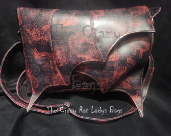 Red anatomy  |  bat wing | cross body bag || purse | hand made