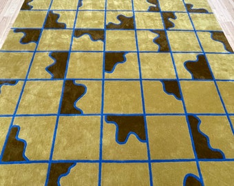 Brown & Gold Wool Tufted Area Rug: Handmade Home Decor
