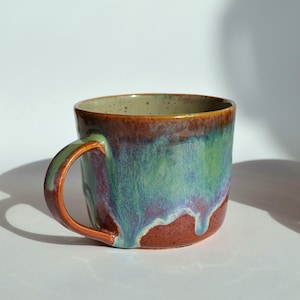 Handcrafted Colorful Ceramic Mug / Pink and Turquoise Gift Mug